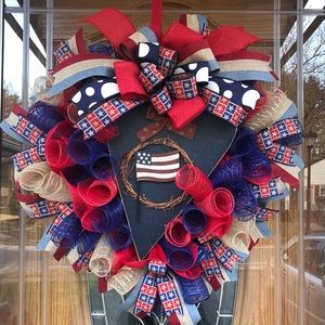 Patriotic deco mesh wreath